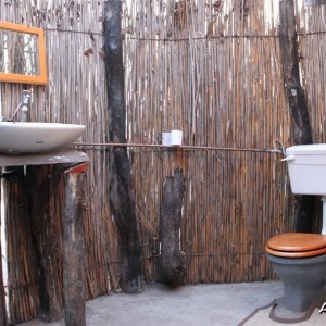 Flush toilet behind each tent at camp in the Caprivi Namibia