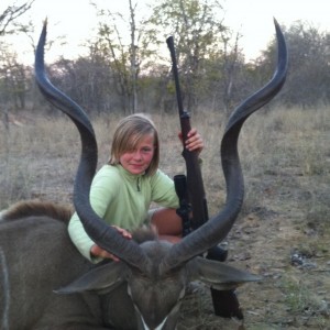 My daughter a nice Kudu hunted in Zimbabwe