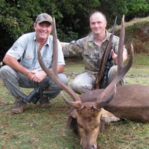 My friend Frank and I with his beautiful 34'' Rusa trophy