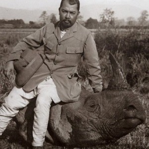 Rhino hunt, possibly Maharajah Citarakhan of Nepal