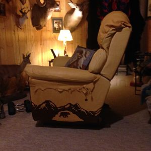 Recliner Chair made with Moose, Elk & Caribou tanned hides