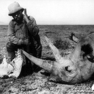 Theodore Roosevelt whith rhino and bustard