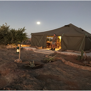 Great moonrise over camp and my friend Ruan