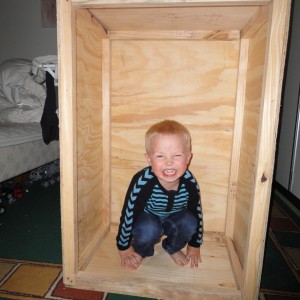 My granson in a trophy crate