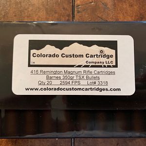 Colorado Custom Cartridge with Barnes 350gr TSX