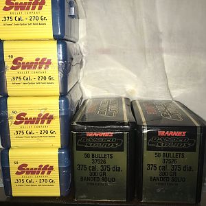 375 Swift Aframe Bullets & 375 Barnes Banded Solids