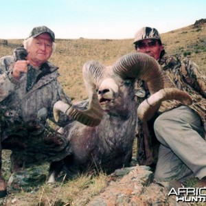 Adiya Tundev (right) with Altai Argali in Mongolia