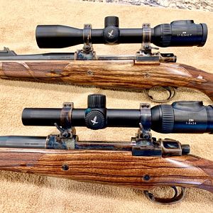 Pair of American Hunting Rifles Custom rifles chambered in 375 H&H and 505 Gibbs