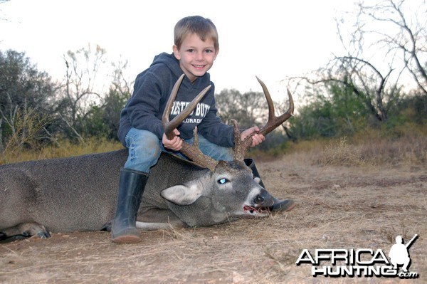 My six year old sons first buck