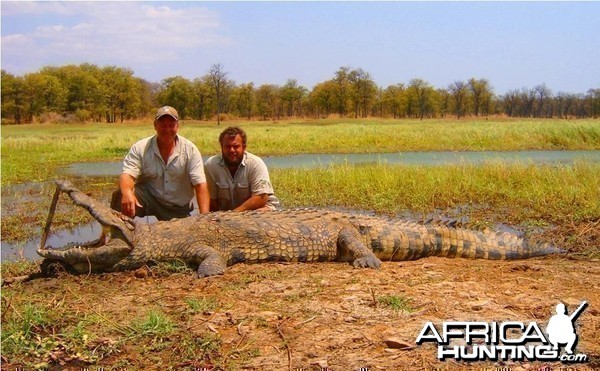 15.5 foot Crocodile hunted in Mozambique