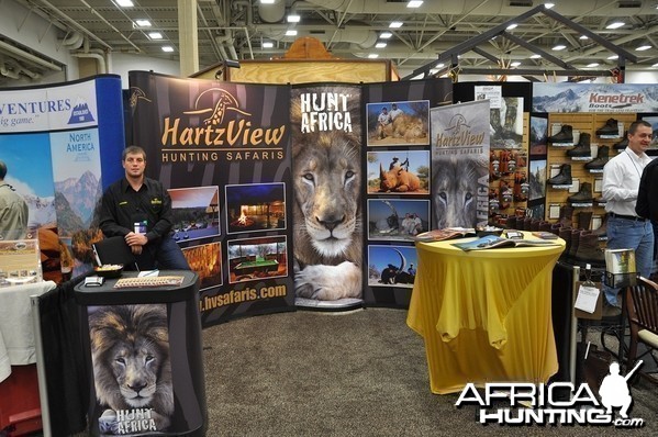 Hartzview Hunting Safaris booth at the Dallas Safari Club convention