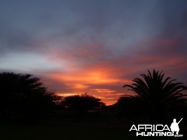 Sunset at Ozondjahe Hunting Safaris in Namibia