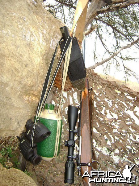 Hunting equipment in blind