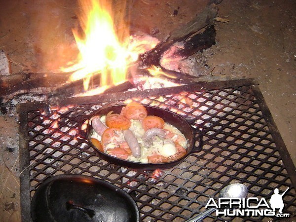 Campfire meal after the hunt