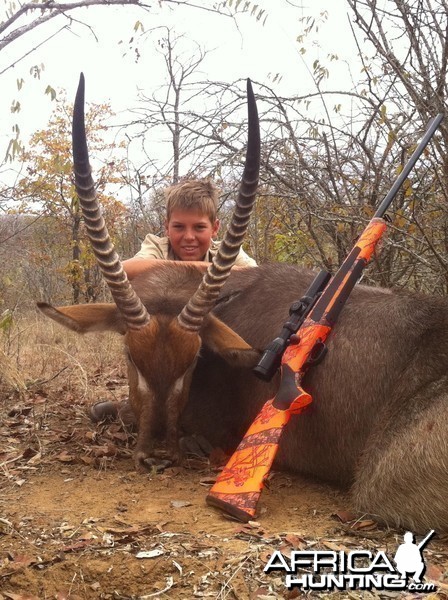 My son nice Waterbuck hunted in Zimbabwe