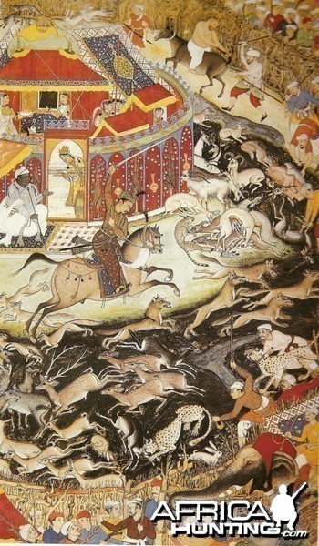 Emperor Akbar Hunting with Cheetahs ca. 1602