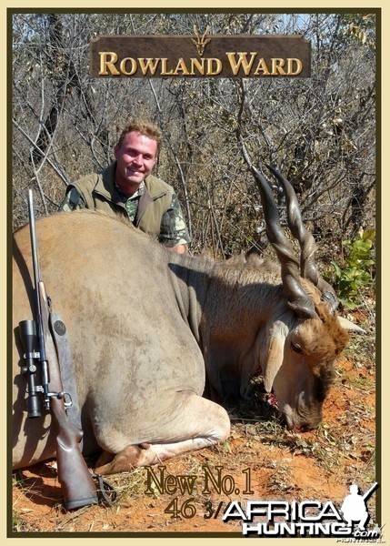 New Rowland Ward Record Cape Eland 46 6/8&quot; hunted in Namibia by Charl 