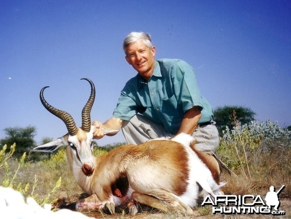 Holstein Hunting Safaris Namibia - client with big Springbuck