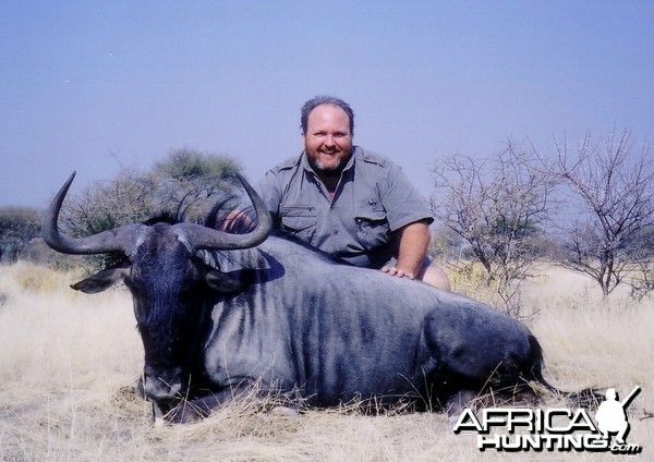 Holstein Hunting Safaris Namibia - Client with Wildebeest