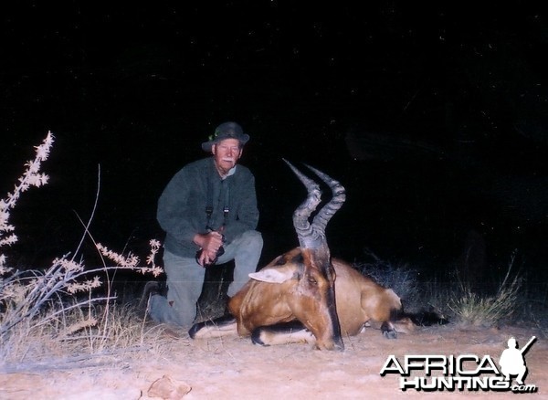 Holstein Hunting Safaris Namibia - client with Red Hartebeest