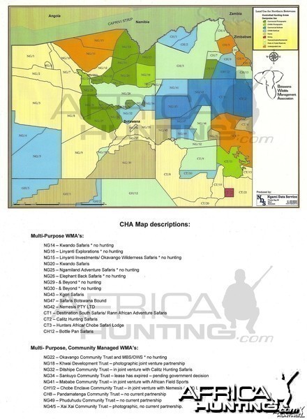 Hunting Area Map for Botswana