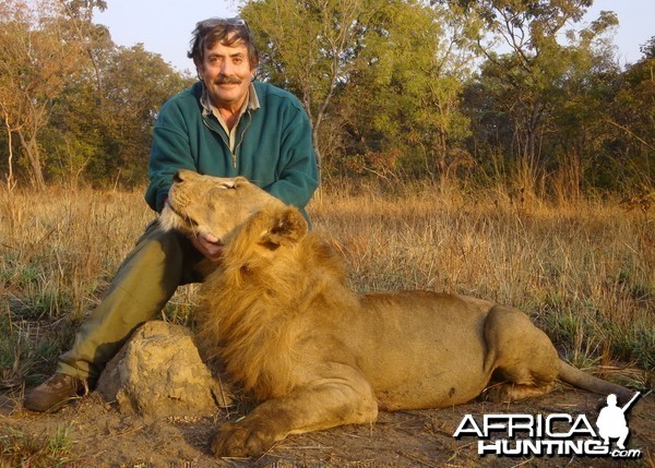 Lion hunted in Central Africa with Club Faune