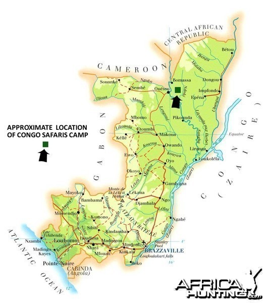 Hunting area map in Congo