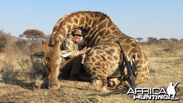 Giraffe hunted with Ozondjahe Hunting Safaris in Namibia