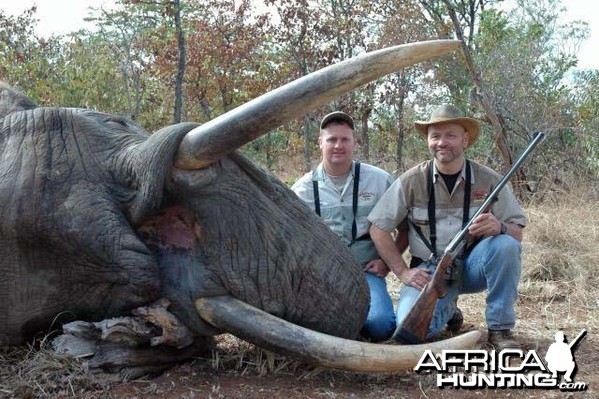 67 lb. Elephant with 470 Nitro taken with Warthog Safaris