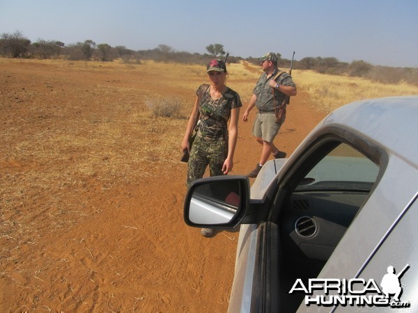 Myself &amp; the wife returning to the hunting vehicle