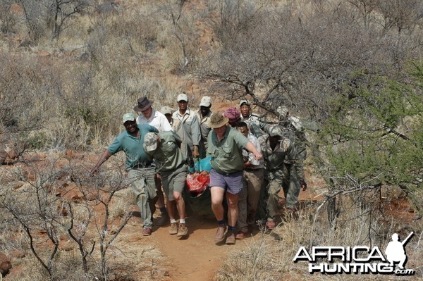 Carrying Half of my Eland down the hill