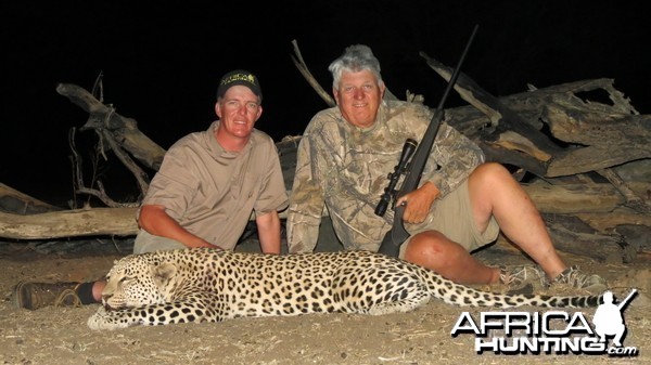 Leopard hunted with Ozondjahe Hunting Safaris in Namibia