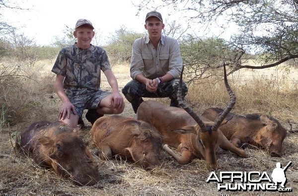 23 1/4 &quot; Impala and 3 warthogs shot by a client at Harmonie Safari's.
