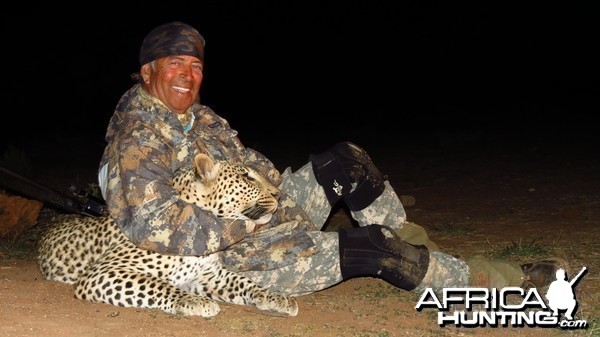 Leopard hunted at Ozondjahe Hunting Safaris in Namibia