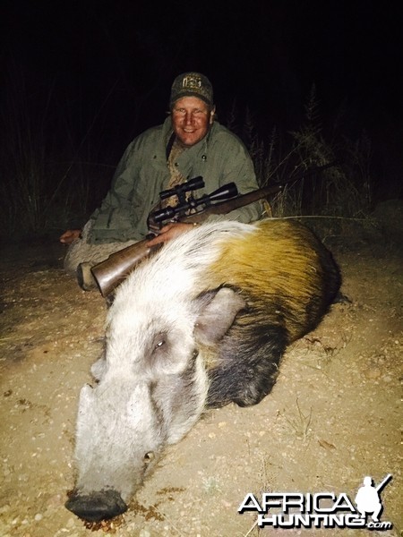 Ryan Haecker with his bush pig