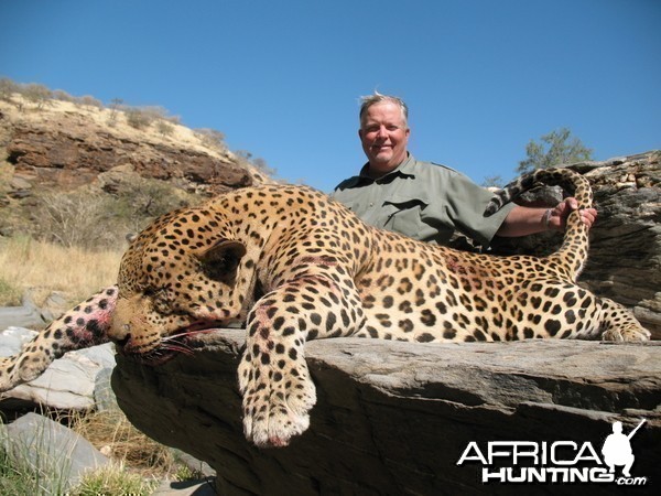 Brad Smith from Texas with Monster Leopard in Namibia