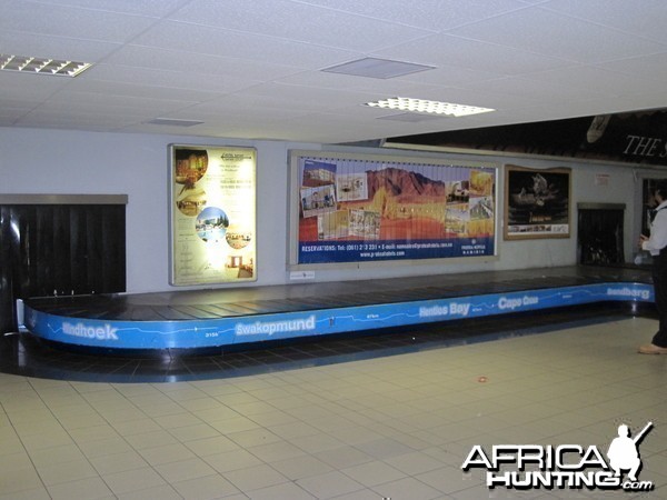 Baggage claim area at the International Airport in Windhoek, Namibia