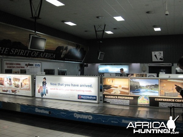 Baggage claim area at the International Airport in Windhoek, Namibia