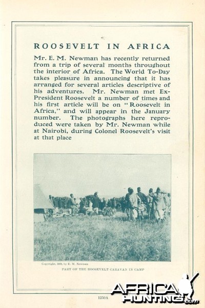 1909 - Theodore Roosevelt Hunting in Africa