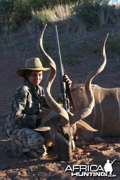 My wife with her Koudou in Namibia