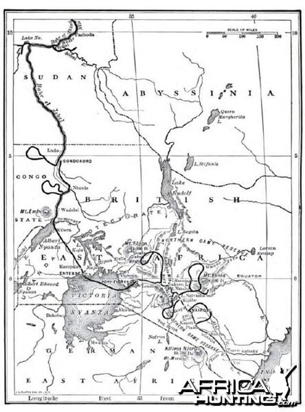 Theodore Roosevelt, map of safari expedition