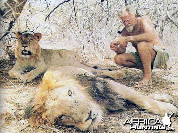 George Adamson with Boy and Christian