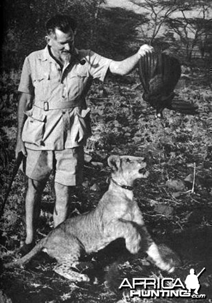 George Adamson and Lion