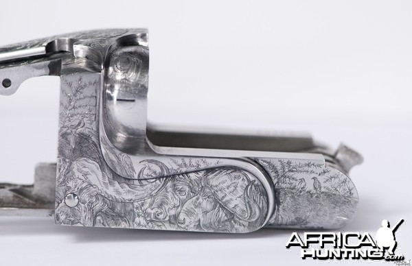 Cape Buffalo Engraving on Double Rifle