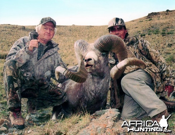 Adiya Tundev (right) with Altai Argali in Mongolia