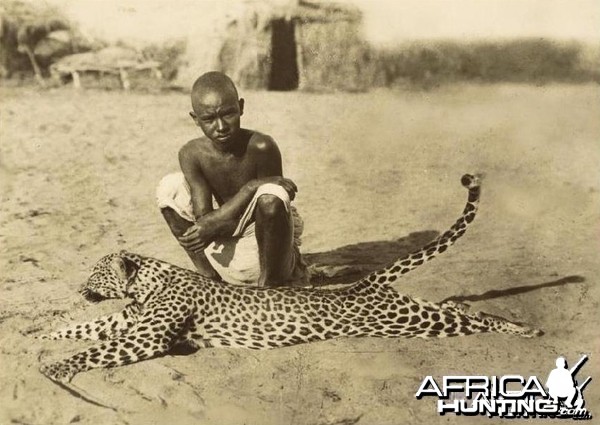 Eritrean boy with dead Leopard circa 1934