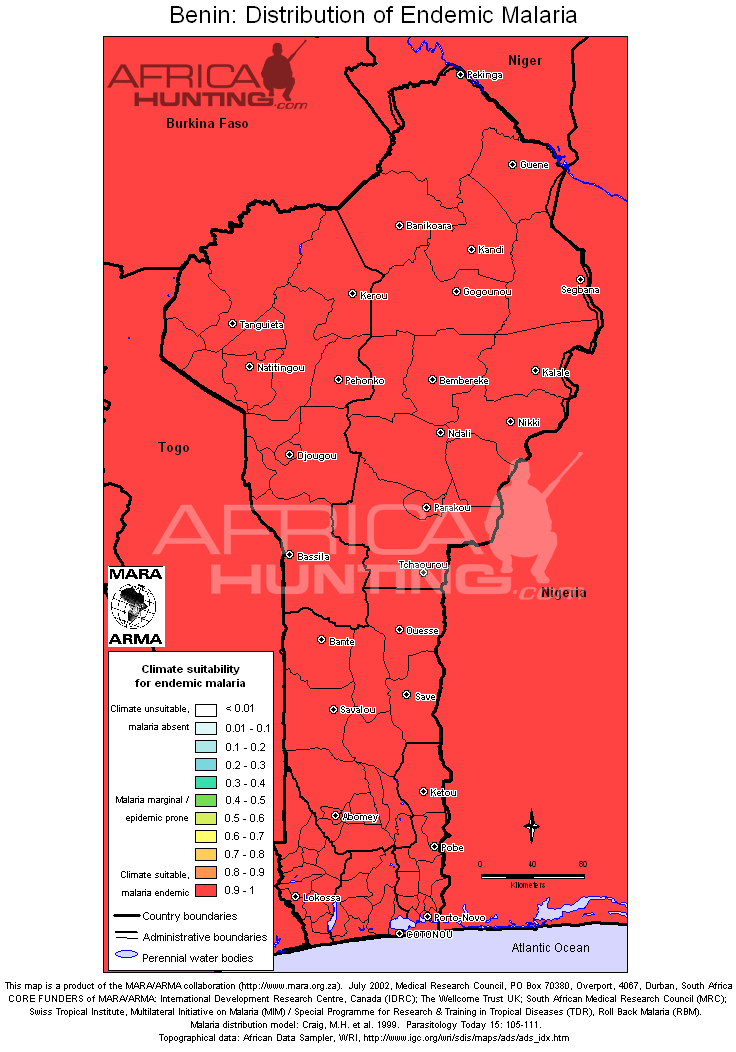 malaria map of benin