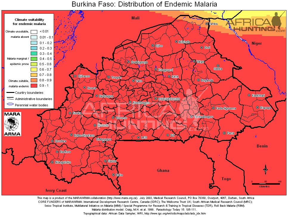 malaria map of burkina faso