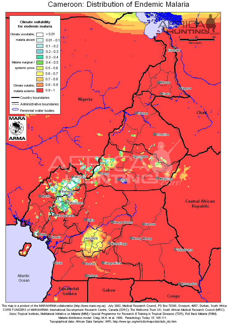 malaria map of cameroon