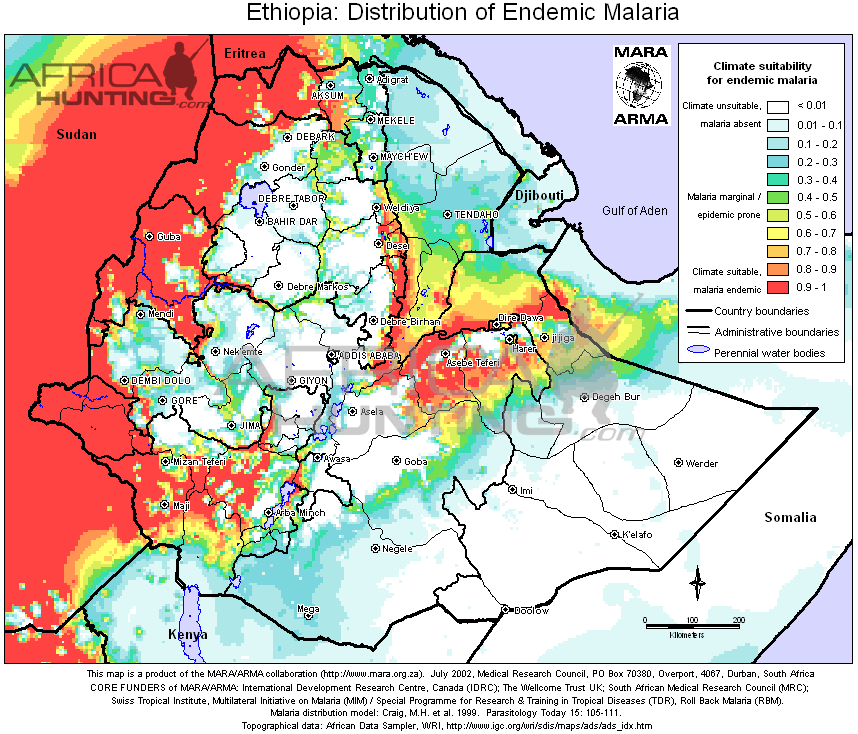 malaria map of ethiopia